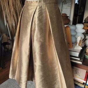 Tibi Metallic Gold A-Line Skirt